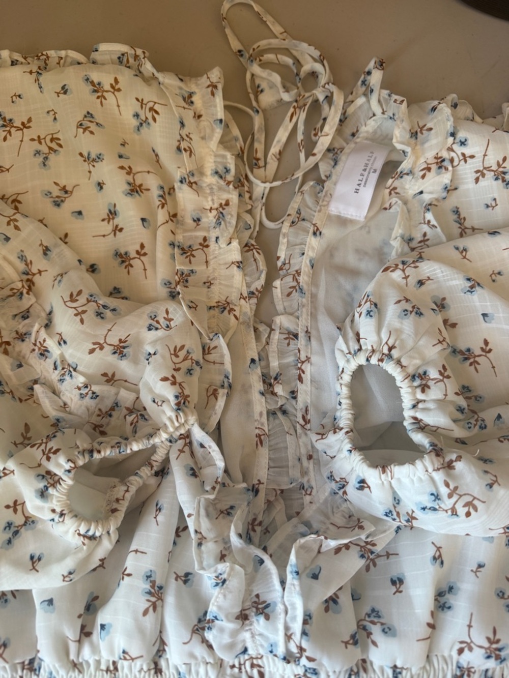 Floral Ruffle Mini Dress in Cream - Picture 11 of 14